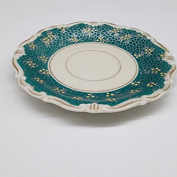 KUNST KRONACH Germany Barvaria Aqua Turquoise Antique Jewel Green Saucer VTG - Picture 4 of 6